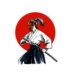 Samurai With Oni Mask