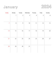 Simple Wall Calendar For January 2024 With Dotted