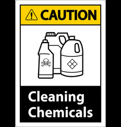 Caution Sign Cleaning Chemicals Sign On White