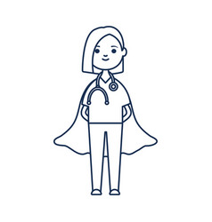 Doctor Woman Standing With Hero Layer Icon Line