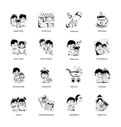 Handy Set Of Family Love Glyph Icons