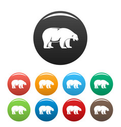 Polar Bear Howl Icons Set Color