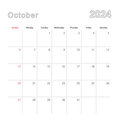 Simple Wall Calendar For October 2024 With Dotted