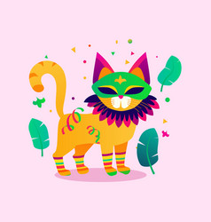 Cat In Mardi Gras Mask