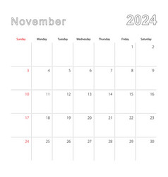 Simple Wall Calendar For November 2024