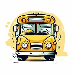 Cartoon School Bus Of Yellow School Bus On White