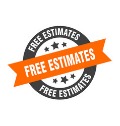 Free Estimates Sign Round Ribbon Sticker Isolated