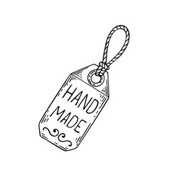 Tag Hand Made Line Art Paper Label