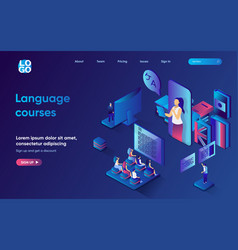 Language Courses Concept 3d Isometric Web Landing