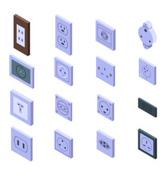 Power Socket Icons Set Isometric Style