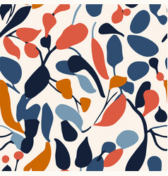 Seamless Pattern With Abstract Flowers And Leaves