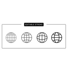 Set Of Globe Linear Icons Editable Stroke