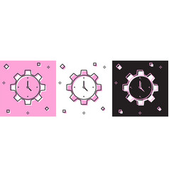 Set Time Management Icon Isolated On Pink