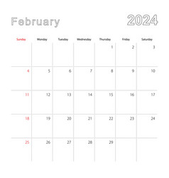 Simple Wall Calendar For February 2024 With