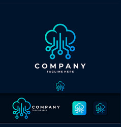 Cloud Logo With Technology Concept