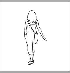 Design Sketch Of A Teenage Girl Walking Backwards