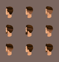 Isometric Set Of Avatars Mens Hairstyles Hipster