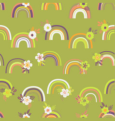 Trendy Seamless Pattern With Colorful Rainbow On