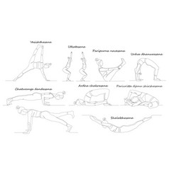 A Big Set Of Yoga Poses With Names Asanas