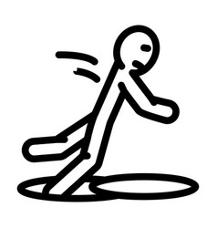 Falling Into Sewer Accident Line Icon