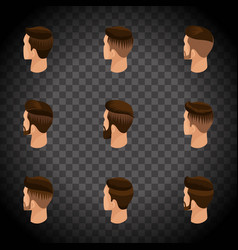 Isometric Set Of Avatars Mens Hairstyles Hipster