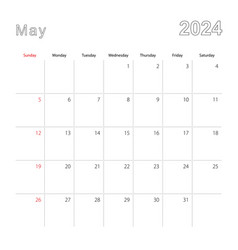 Simple Wall Calendar For May 2024 With Dotted