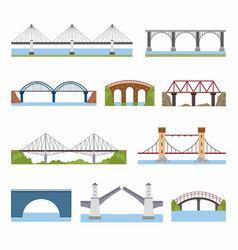 Types Of Bridges Set Brick Iron Wooden And Stone