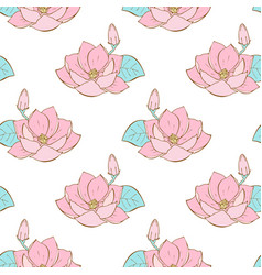 Lotus Pattern With Hand Drawn Pink Flower Water