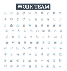 Work Team Line Icons Set Teamwork