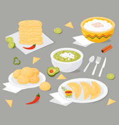 Set Latin American National Food Mexican Empanadas