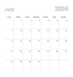 Simple Wall Calendar For July 2024 With Dotted