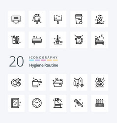 20 Hygiene Routine Line Icon Pack Like Broom