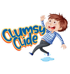 Clumsy Clide Logo Text Design With A Boy