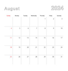 Simple Wall Calendar For August 2024 With Dotted