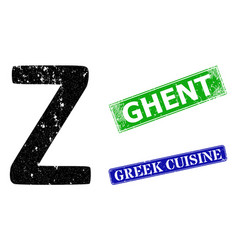 Zeta Greek Symbol Distress Icon And Grunged Ghent