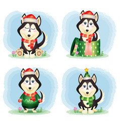 A Cute Husky Dog Christmas Characters Collection