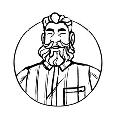 Bearded Man Avatar In Circle Happy Male Face