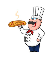 Cartoon Chef Holding Delicious Pizza