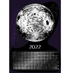 Moon Calendar 2022 Black Northern Hemisphere