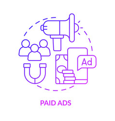 Paid Ads Purple Gradient Concept Icon