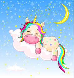 Baby Unicorn Sleeping On A Cloud