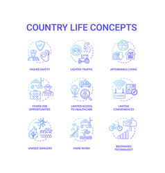 Country Life Blue Concept Icons Set