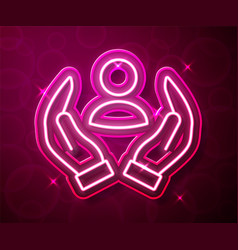 Glowing Neon Line Life Insurance Icon Isolated