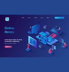 Online Library Concept 3d Isometric Web Landing