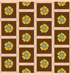 Yellow Flowers In Fence Seamless Pattern