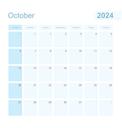 2024 October Wall Planner In Blue Color Week