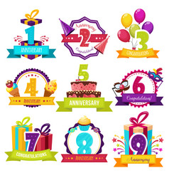 Birthday Party Colorful Emblems