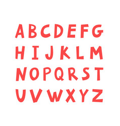 Red Hand Drawn Cut Alphabet Latin Letters