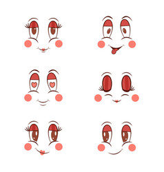 Cartoon Groovy Faces Different Emotions