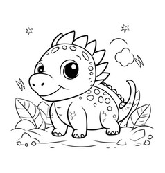 Cute Little Baby Dinosaur Coloring Book Page